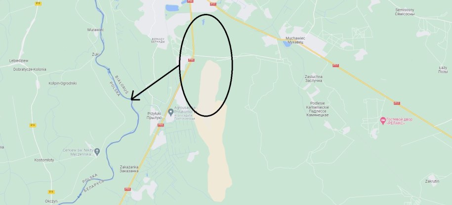 Poligon brzeski od Bugu dzieli nieco ponad 3 km /Google Maps  /