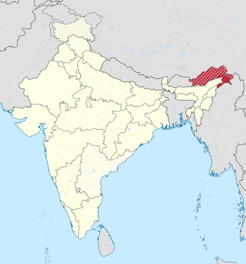 Połiożenie stanu Arunachal Pradesh /TUBS/CC BY-SA 3.0 DEED (https://creativecommons.org/licenses/by-sa/3.0/deed.pl) /Wikimedia
