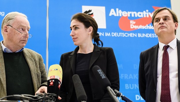 Politycy AfD: Alexander Gauland, Mariana Harder-Kuehnel i Bernd Baumann /Clemens Bilan /PAP/EPA
