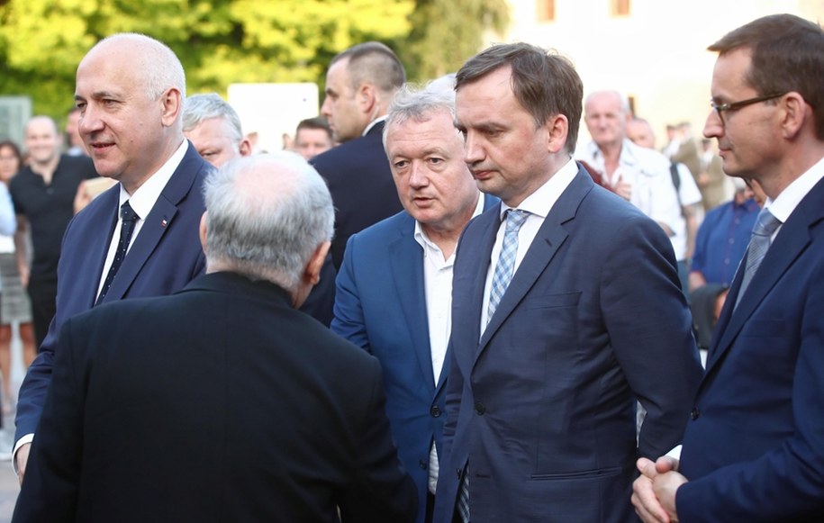 Politycy Prawa i Sprawiedliwości Jarosław Kaczyński, Joachim Brudziński, Zbigniew Ziobro i Mateusz Morawiecki na zdjęciu z 2019 r. /Łukasz Gagulski /PAP