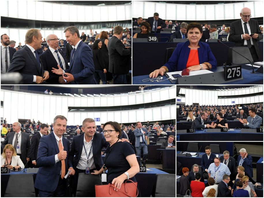 Polscy eurodeputowani w Strasburgu. Wśród nich: wybrana na wiceprzewodniczącą Parlamentu Europejskiego Ewa Kopacz i Beata Szydło, która stanie na czele komisji PE ds. zatrudnienia / 	Radek Pietruszka   /PAP