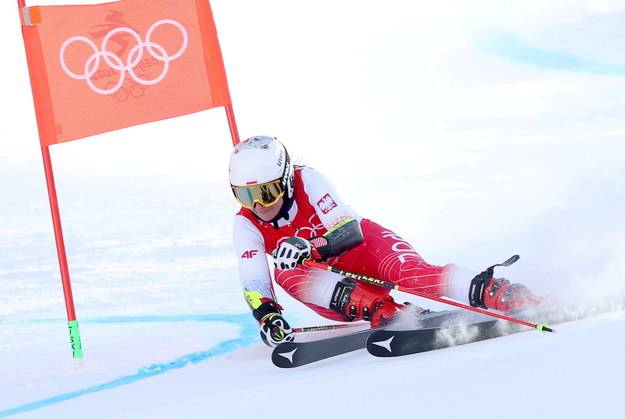 Polska narciarka alpejska Maryna Gąsienica-Daniel na trasie slalomu giganta /Grzegorz Momot /PAP
