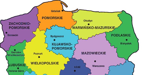 Polska. Podział administracyjny 1999 -16 województw. /Encyklopedia Internautica