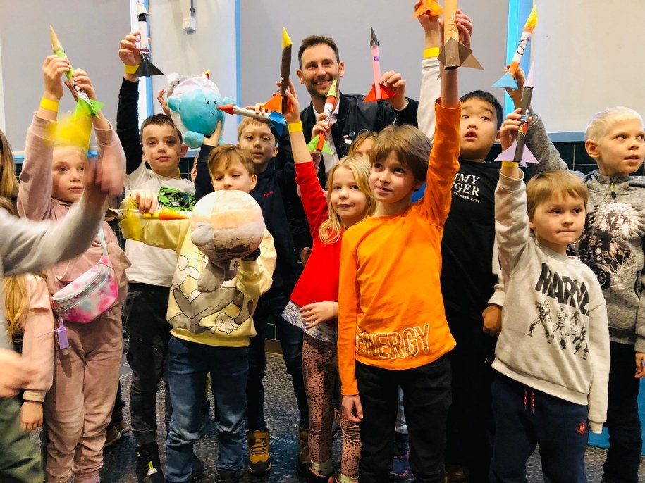 Polski astronauta Sławosz Uznański na warsztatach rakietowych w EC1 Łódź Miasto Kultury /Agnieszka Wyderka /RMF FM