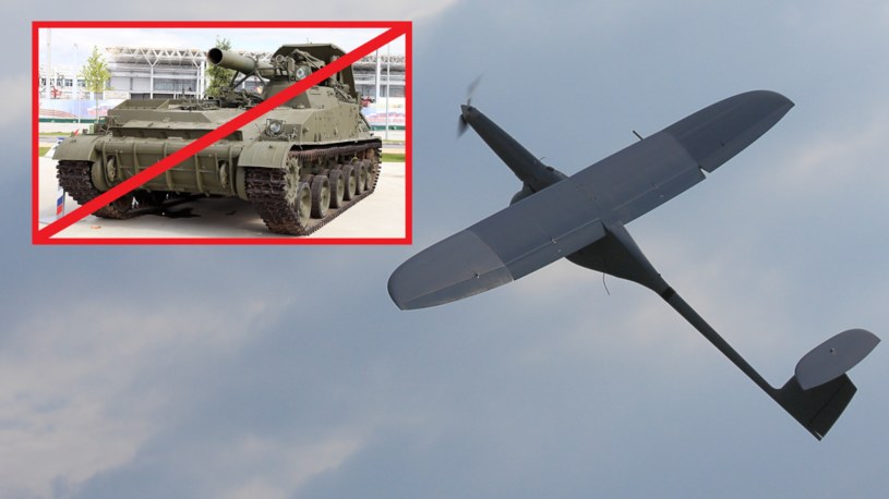 Polski dron FlyEye nagrał zniszczenie rosyjskiego moździerza 2S4 Tulipan. Bolesna strata /@WBGroup_PL /Twitter