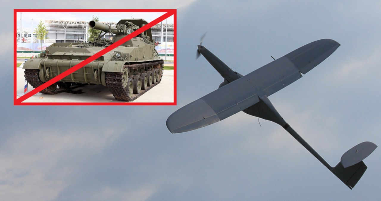Polski dron FlyEye nagrał zniszczenie rosyjskiego moździerza 2S4 Tulipan. Bolesna strata /@WBGroup_PL /Twitter