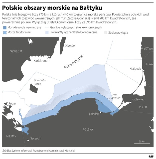 Polskie obszary morskie na Bałtyku /Michał Czernek /PAP