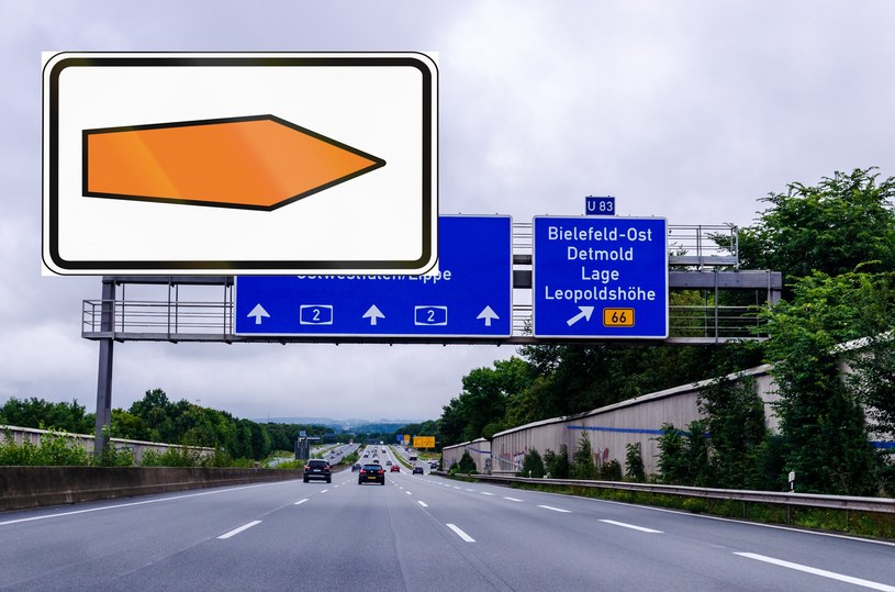Pomarańczowa strzałka na niemieckich autostradach to ułatwienie dla kierowców /123RF/PICSEL