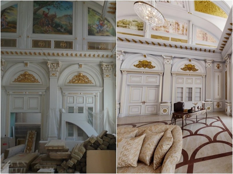 Pomieszczenia "Pałacu Putina" przypominają Luwr - wszystko jest wykończone prawdziwym złotem /Twitter