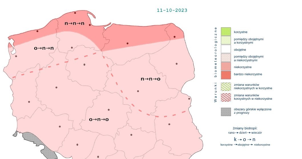 Pomimo ciepła, z powodu silnego wiatru warunki w ciągu dnia będą przeważnie obojętne lub niekorzystne /IMGW /