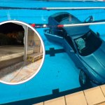 Pomyliła gaz z hamulcem i przebiła ścianę pływalni. Auto wpadło do basenu
