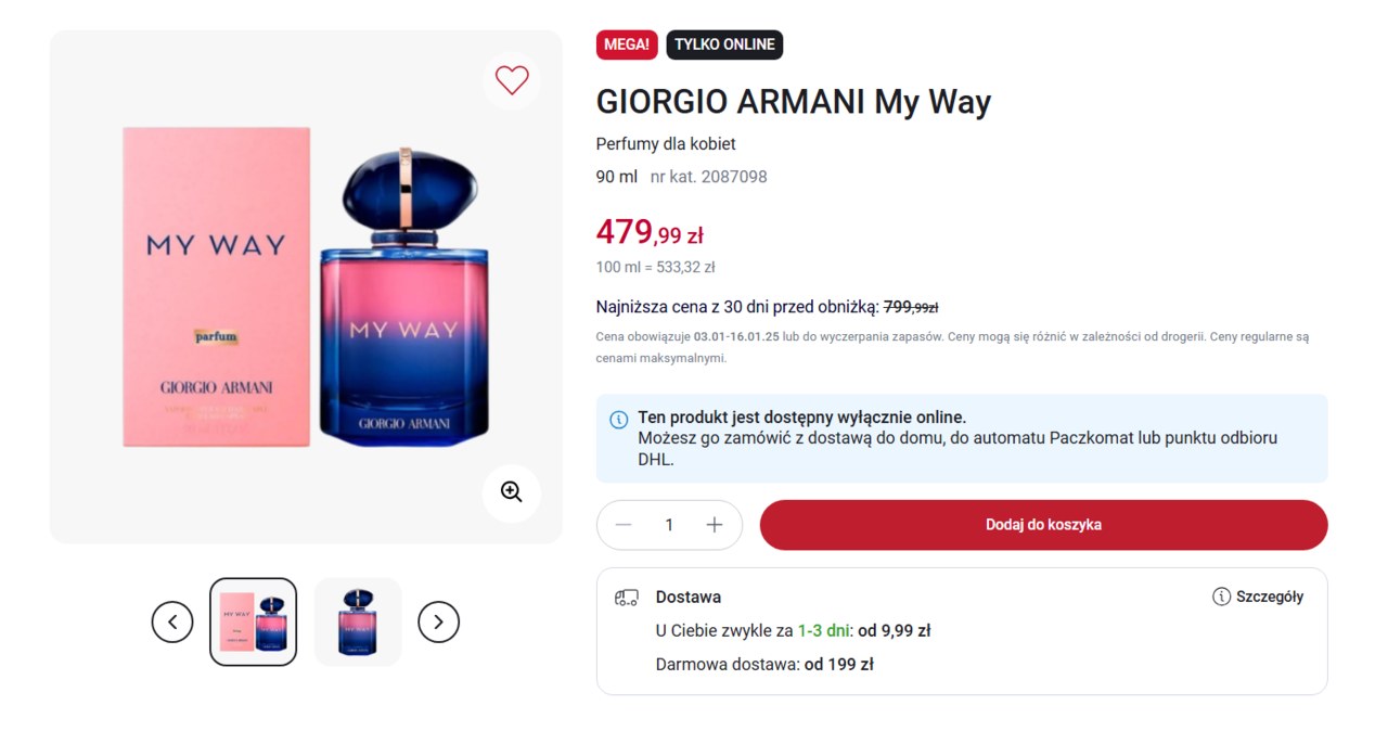 Ponad 300 zł taniej! Perfumy Giorgio Armani My Way w wyjątkowej promocji w Rossmannie! /Rossmann /INTERIA.PL