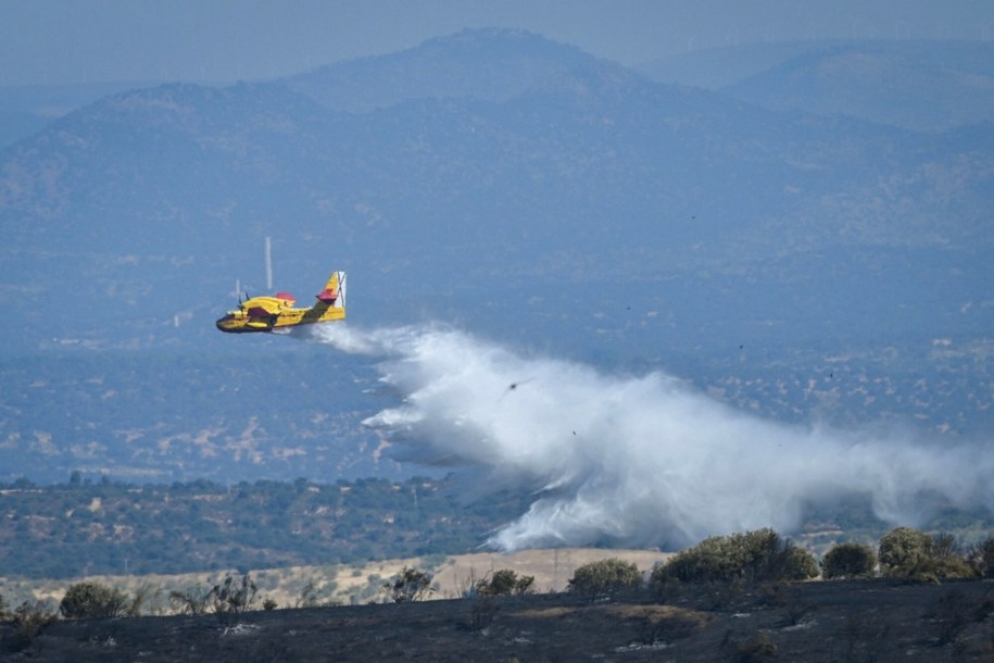 Ponad 500 osób ewakuowały hiszpańskie służby obrony cywilnej w związku z dużych rozmiarów pożarem lasów w prowincji Badajoz /JAVIER SORIANO/AFP / JAVIER SORIANO/AFP /East News