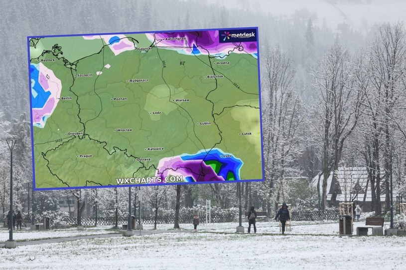 Poniedziałek będzie chłodny i w wielu miejscach mokry. W większości Polski obowiązują też alerty IMGW dotyczące przymrozków /PAP/Grzegorz Momot/WXCHARTS /