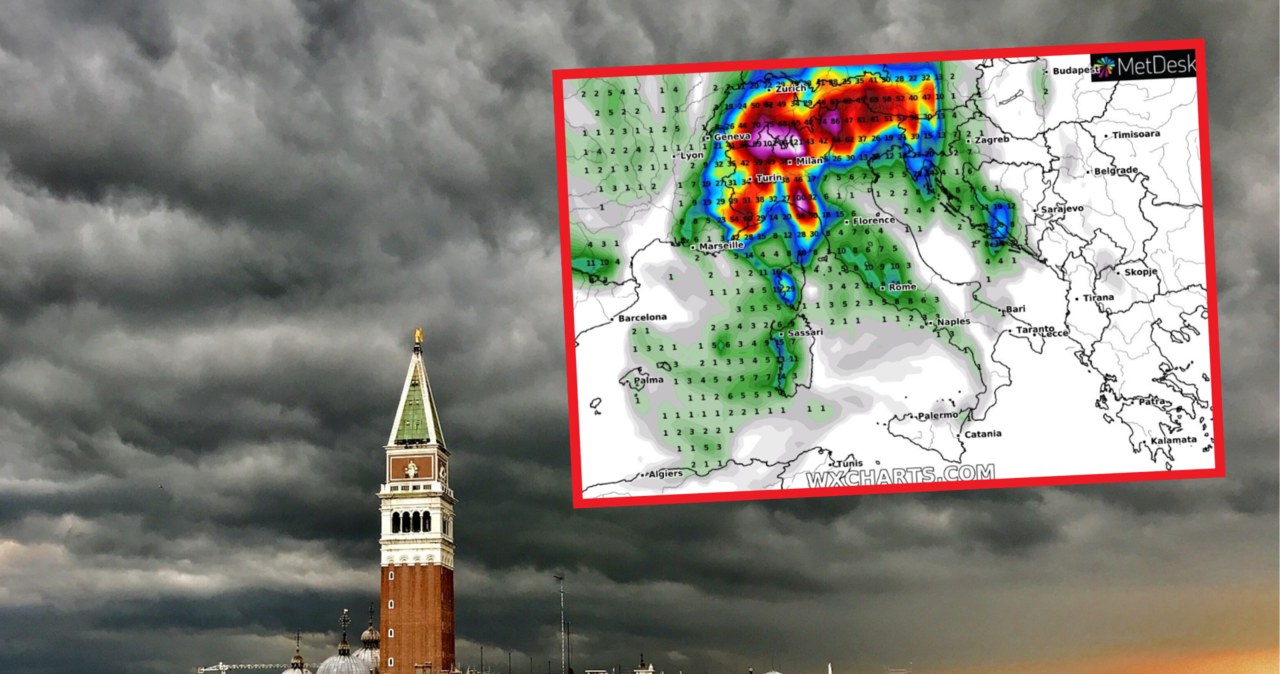 Poppea to front burzowy, który nadciąga nad Włochy. Na Półwyskie Appenińskim upał zastąpią burze, ulewy i gradobicia /Garyuk31/Pixabay/WXCHARTS /