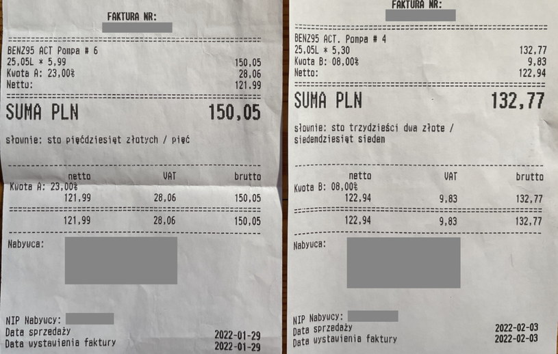 Porównanie faktur przed i po obniżce VAT-u /INTERIA.PL
