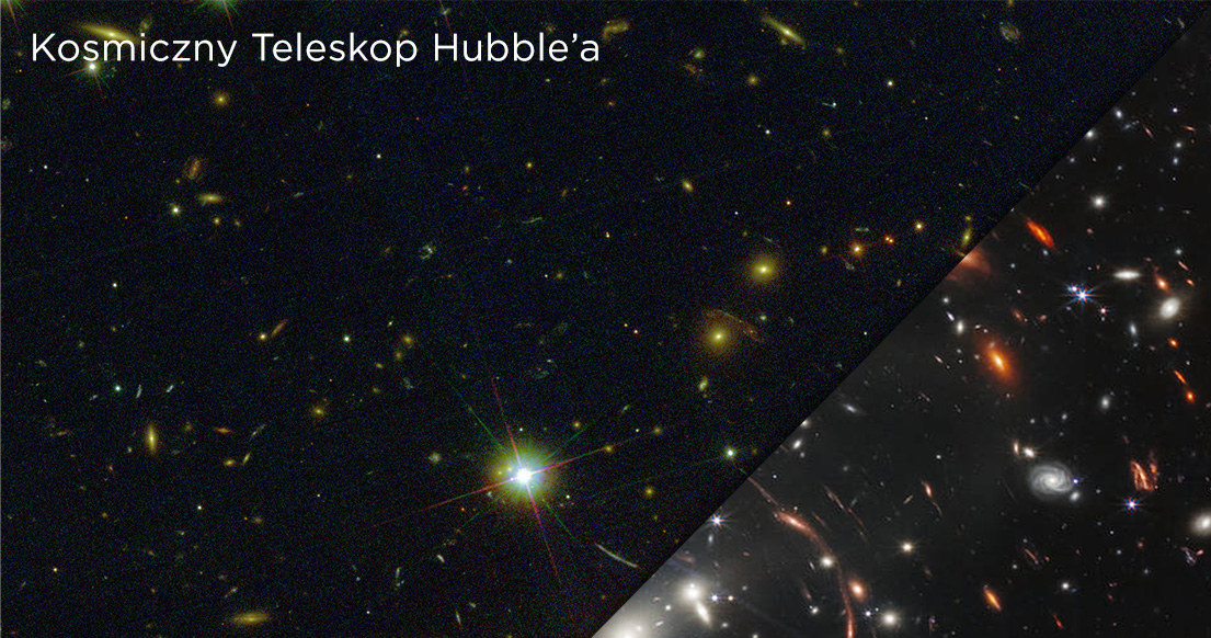 Porównanie gromady SMACS 0723 widzianej okiem JWST oraz Hubble'a /NASA, ESA, CSA, and STScI / NASA, STScI /NASA