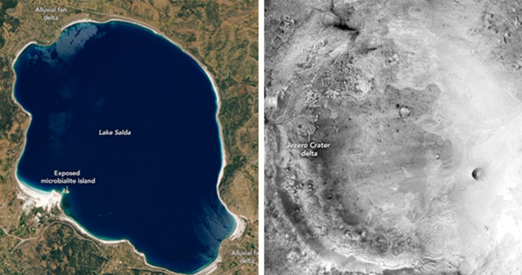 Porównanie jeziora Salda i krateru Jezero /NASA