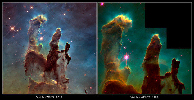 Porównanie najnowszego obrazu z tym sprzed blisko 20 lat. /NASA