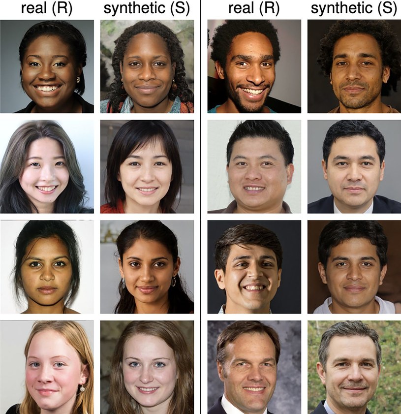 Porównanie prawdziwych i sztucznych twarzy. Byłbyś w stanie je poprawnie przypisać? /materiał zewnętrzny