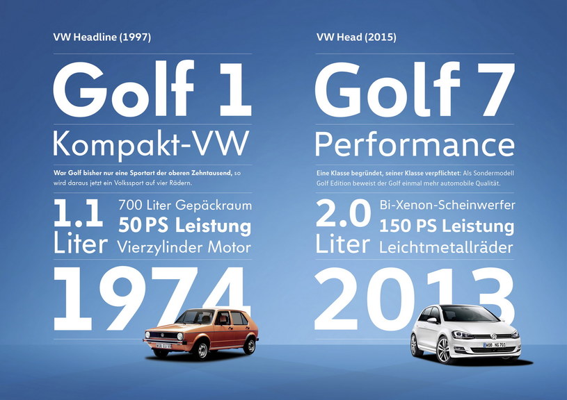 Porównanie starej i nowej czcionki Volkswagena /Volkswagen