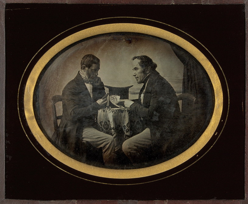 Portret dwóch mężczyzn grających w karty, ok. 1845-ok. 1850, dagerotyp /MNW /.