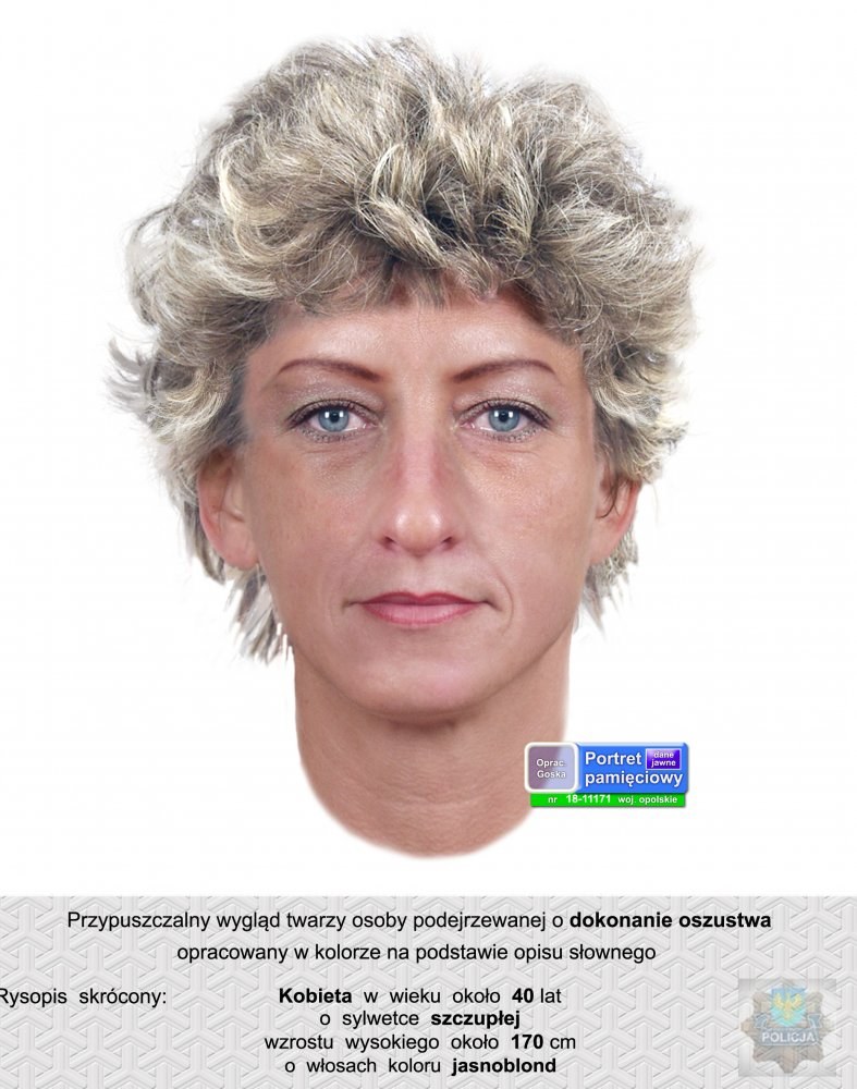 Portret pamięciowy poszukiwanej kobiety /Policja Opolska /