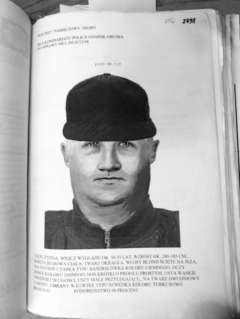 Portret pamięciowy sporządzony po morderstwie Kwaśnego przypomina "Lechię". / Fot. Akta sądowe /materiały prasowe