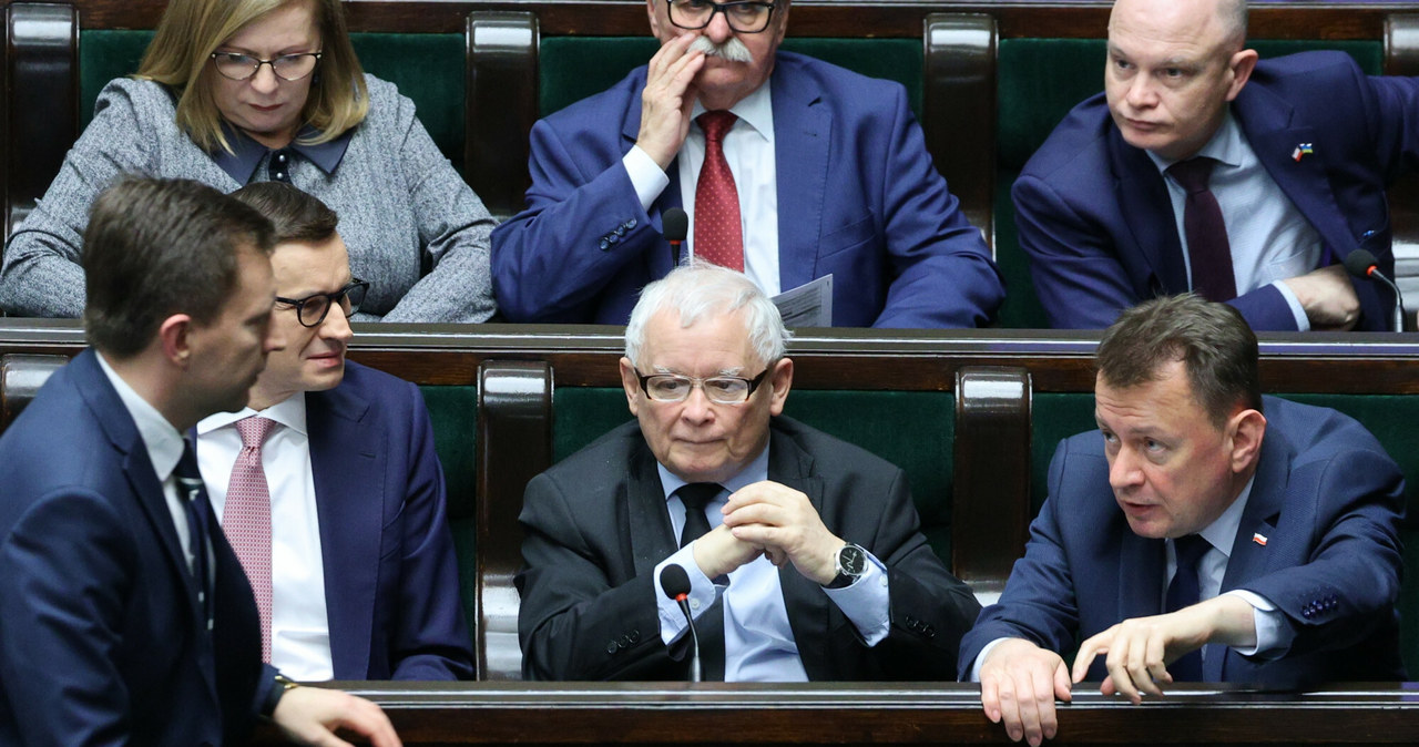 Posiedzenie Sejmu. N/z: Łukasz Schreiber, Mateusz Morawiecki, Jarosław Kaczyński, Mariusz Błaszczak /Jacek Domiński /Reporter