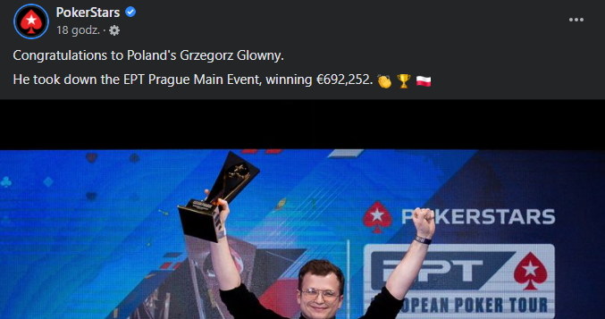 Post zamieszczony w serwisie Facebook na profilu @PokerStars /materiały źródłowe