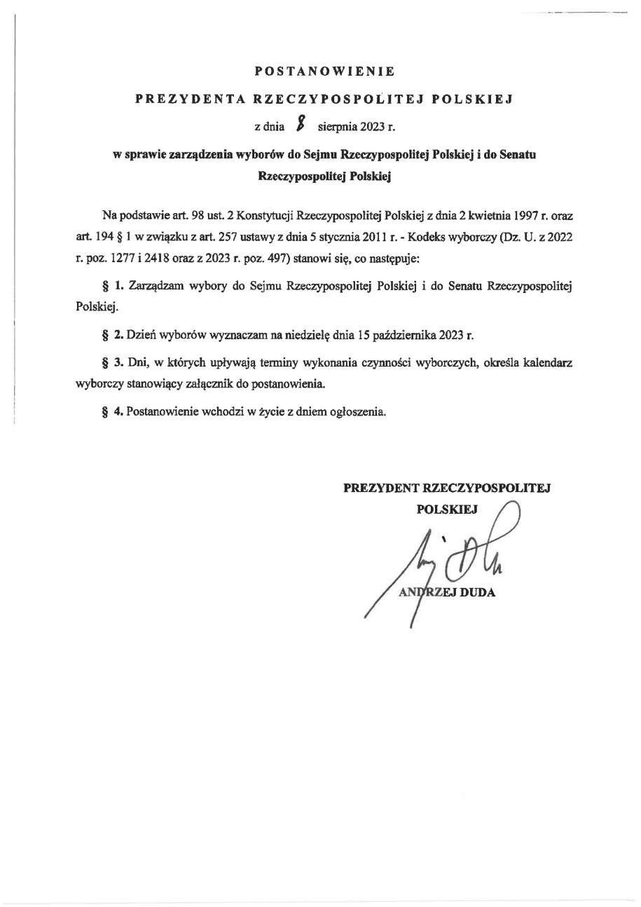 Postanowienie Prezydenta RP Andrzeja Dudy /Kancelaria Prezydenta /