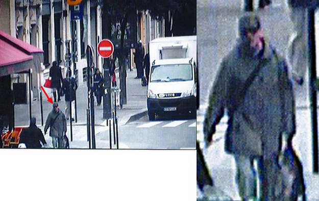 Poszukiwany napastnik, zdjęcia z kamery paryskiego monitoringu /FRENCH POLICE /PAP/EPA