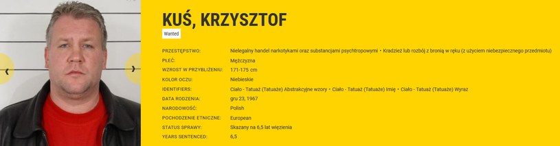Poszukiwany przez Europol Krzysztof Kuś /eumostwanted.eu /