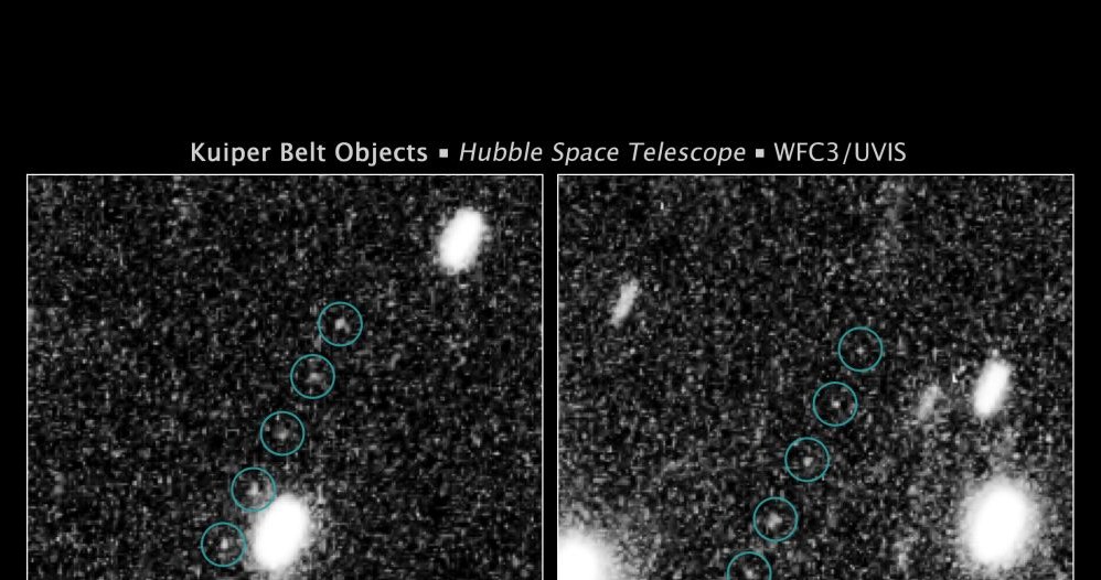Potencjalni kandydaci znalezieni przez Teleskop Hubble dla misji New Horizons. /materiały prasowe