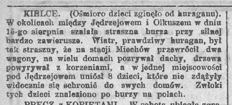 Potężna trąba powietrzna przeszła przez obszary od Olkusza przez Miechów po Jędrzejów /Orędownik Ostrowski /materiały prasowe