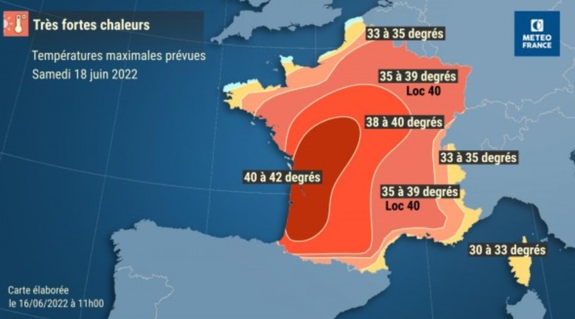 Potężne upały we Francji /Meteo France /Twitter