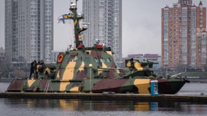Potężny okręt chroni Kijów przed dronami kamikadze