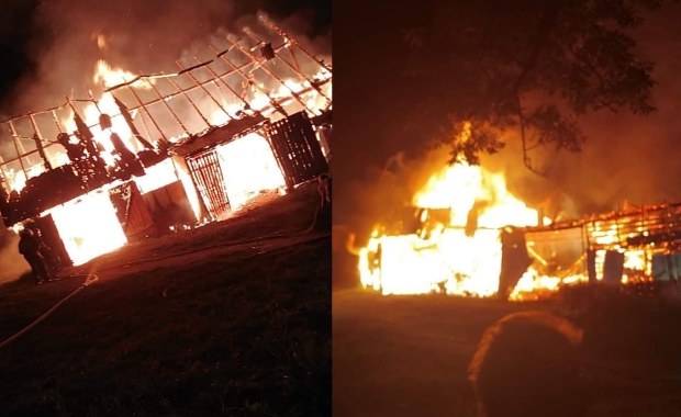 Potężny pożar w małopolskiej Więciórce. W akcji: 12 zastępów strażaków