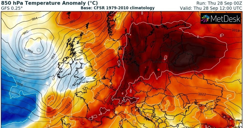 Potężny wyż na wschodzie Europy zapewni Polakom piękną, słoneczną pogodę przez cały dzień /wxcharts /