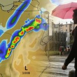 prognoza pogody Potoki wody luną z ciemnych chmur. Burze ogarną dużą część Polski