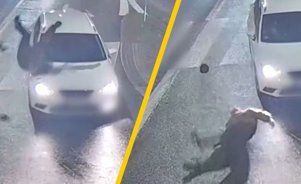 Potrącony 70-latek „przeleciał” kilka metrów. Dramatyczne nagranie ku przestrodze