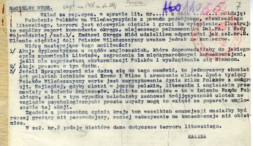 Poufna depesza gen. Stefana Roweckiego ps. Grot do Naczelnego Wodza gen. Władysława Sikorskiego /Archiwum Akt Nowych /INTERIA.PL