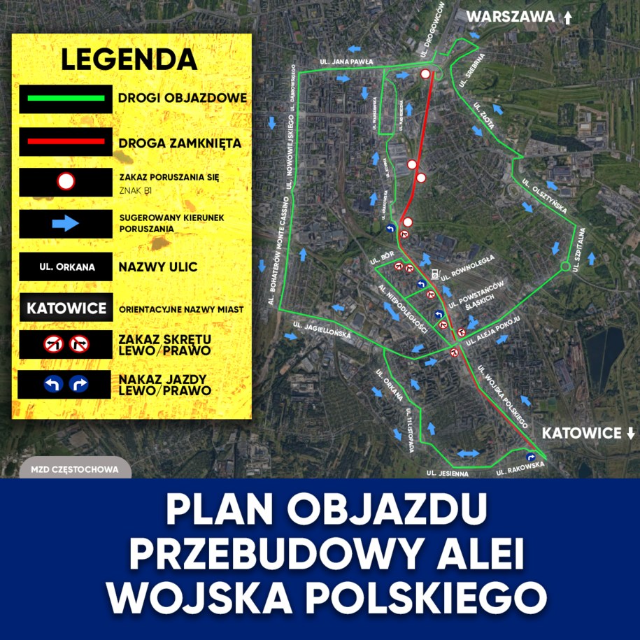 Poważne utrudnienia drogowe w Częstochowie /Materiały prasowe