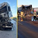 Poważny wypadek na A2. Ciężarówka stanęła w ogniu