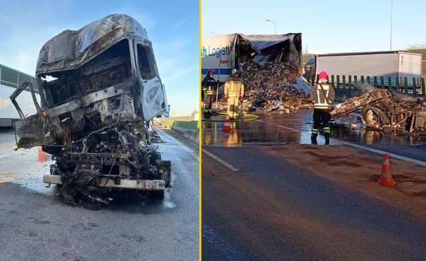 Poważny wypadek na A2. Ciężarówka stanęła w ogniu