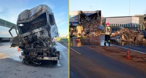 Poważny wypadek na A2. Ciężarówka stanęła w ogniu