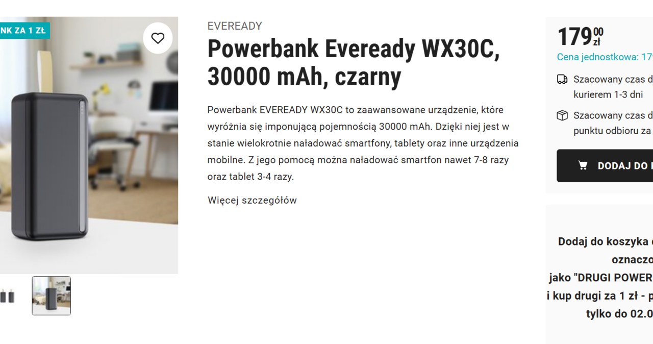 Powerbank za złotówkę w Biedronce! Wystarczy spełnić jeden prosty warunek! /Biedronka Home /INTERIA.PL