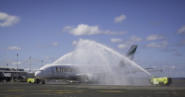 Powitanie samolotu w Auckland. Fot. Emirates /materiały prasowe