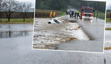 Powódź porwała auto z kobietą. Dramatyczne sceny w Kałkowie