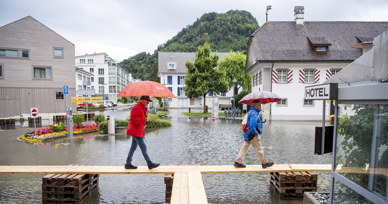 Powódź w Stansstad w Szwajcarii